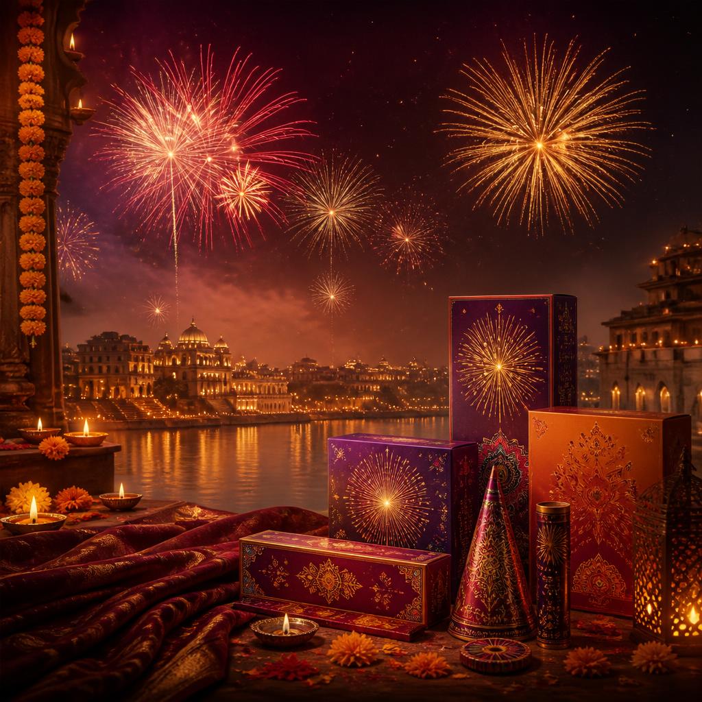 Colourful fireworks lighting up a festive night